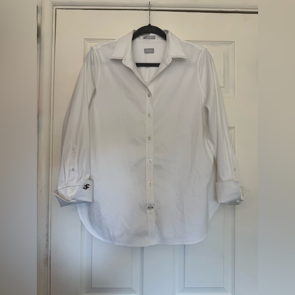 Chico's Classic White Collared Button-Up Shirt - image 1